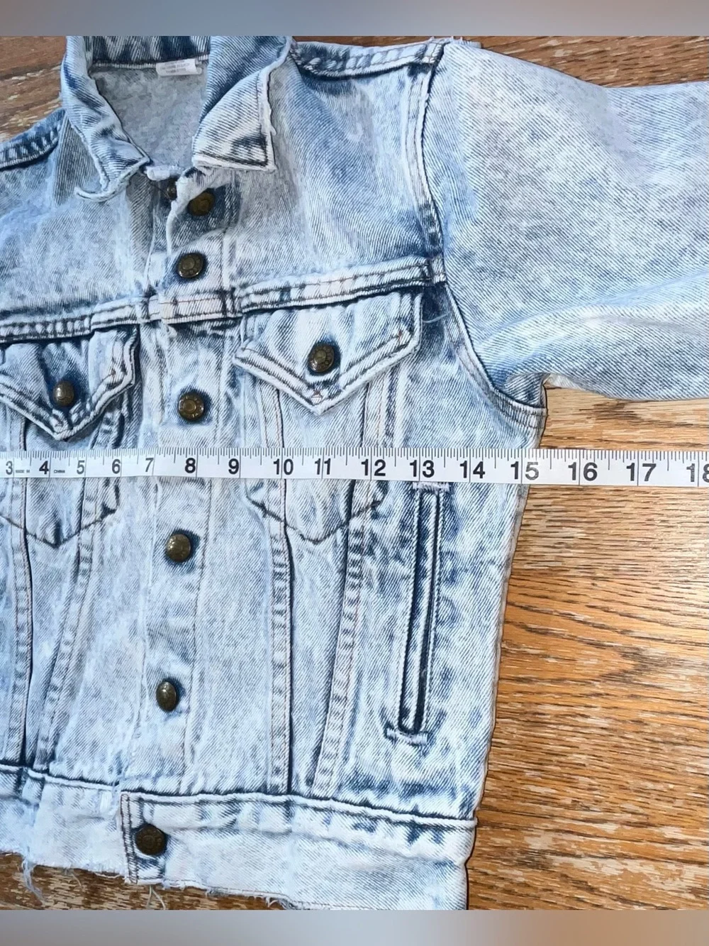 Vintage 80’s Cowden denim jacket acid stone wash, trucker-style , size 10 youth